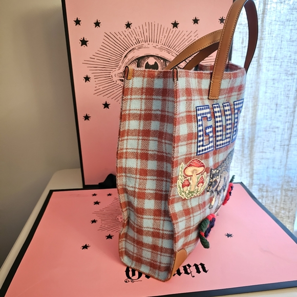 RARE! Authentic NIB Gucci Garden FLORENCE  Tweed Leather Tote Bag - Picture 8 of 13